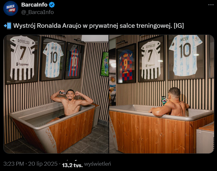 Tak wygląda PRYWATNA SALKA REGENERACYJNA Ronalda Araujo :D